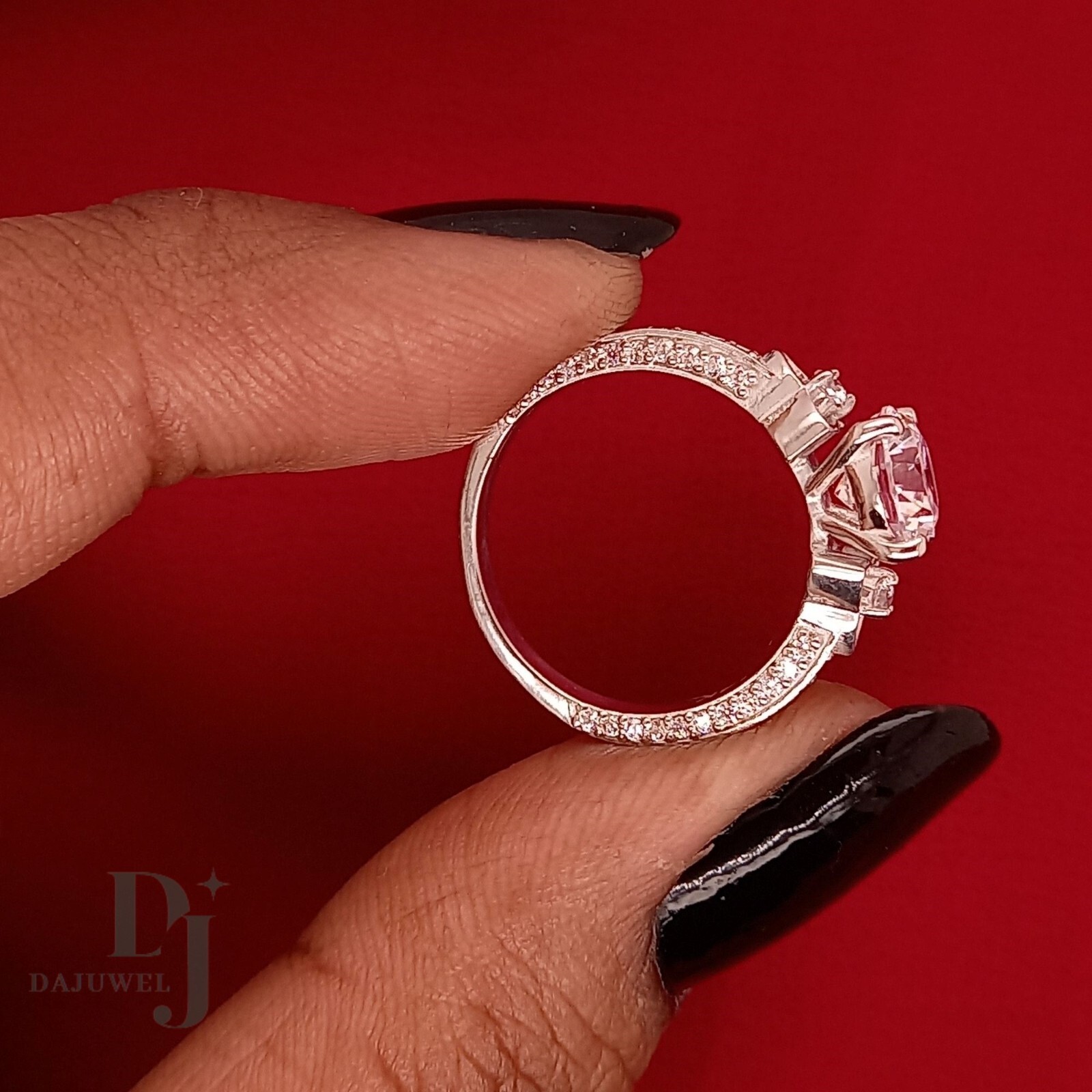 Moissanite Vintage Engagement Ring Solid 14K White Gold 2 Carat Round Cut VVS1