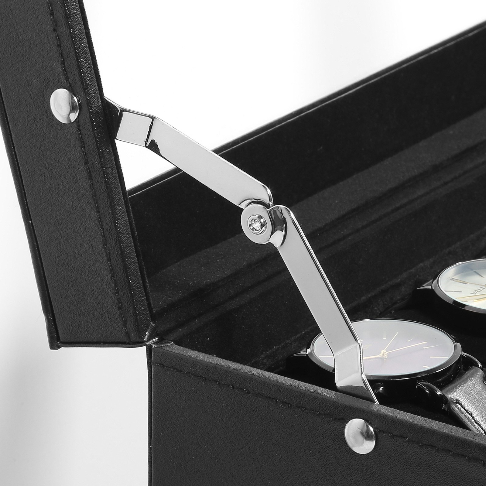 8 Slot PU Leather Watch Box Lockable Glass Top Display Case Jewelry Storage