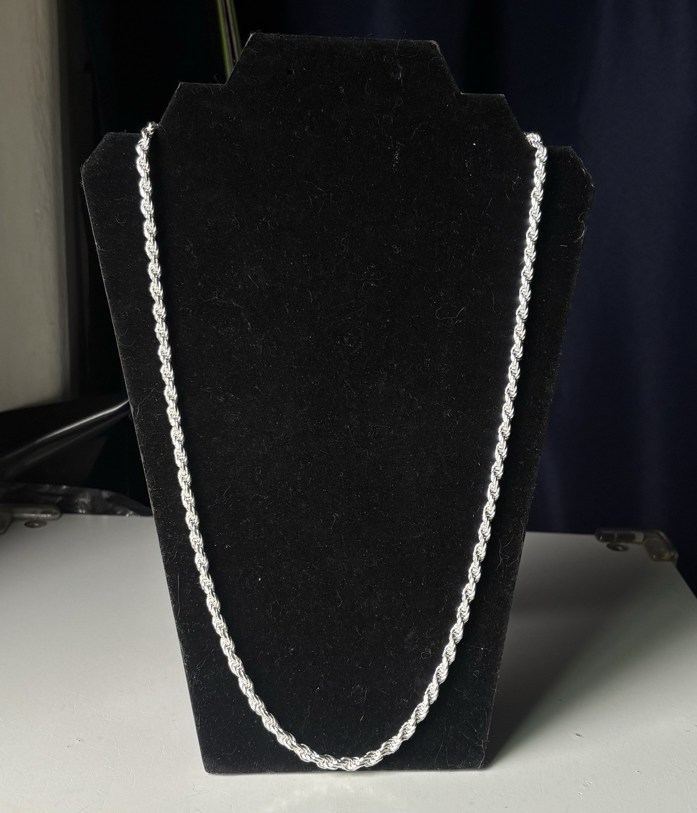 Solid Sterling Silver 5.2mm Rope Chain 24” Inch Heavy 45 Grams