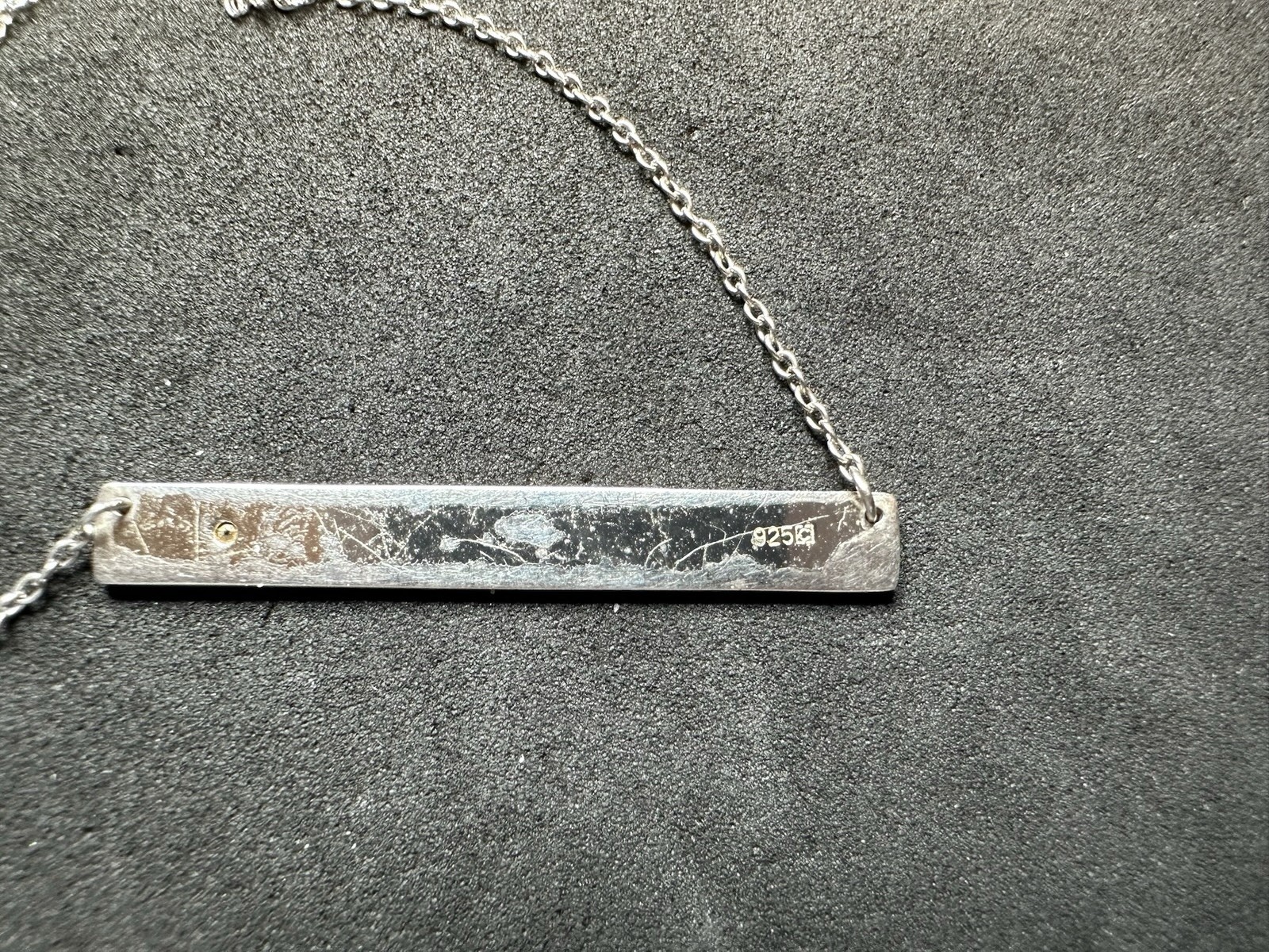2.82g Vintage Sterling Silver 925 Bar Pendant Necklace Color 18 in