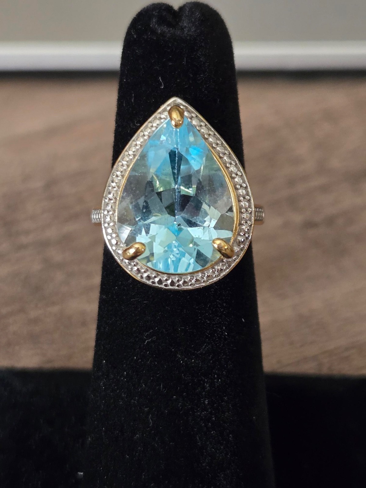 V3 18K Gold over Sterling Sky Blue Topaz Solitaire Ring – Sz 5