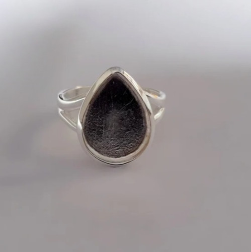 925 Sterling Silver Adjustable 7x9mm Pear Bezel Ring Split Shank Handmade