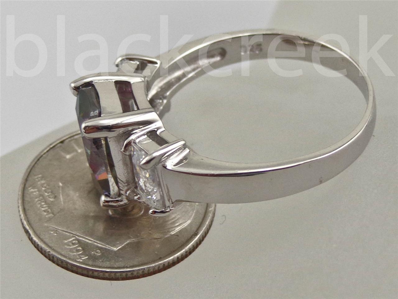 5.00tcw Radiant Rainbow Topaz 925 Sterling Silver 3-Stone Engagement Ring Sz 7