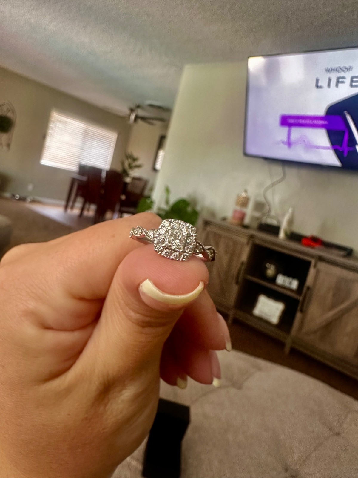 Authentic Zales Diamond Engagement Ring. 14k White Gold Diamond Halo.