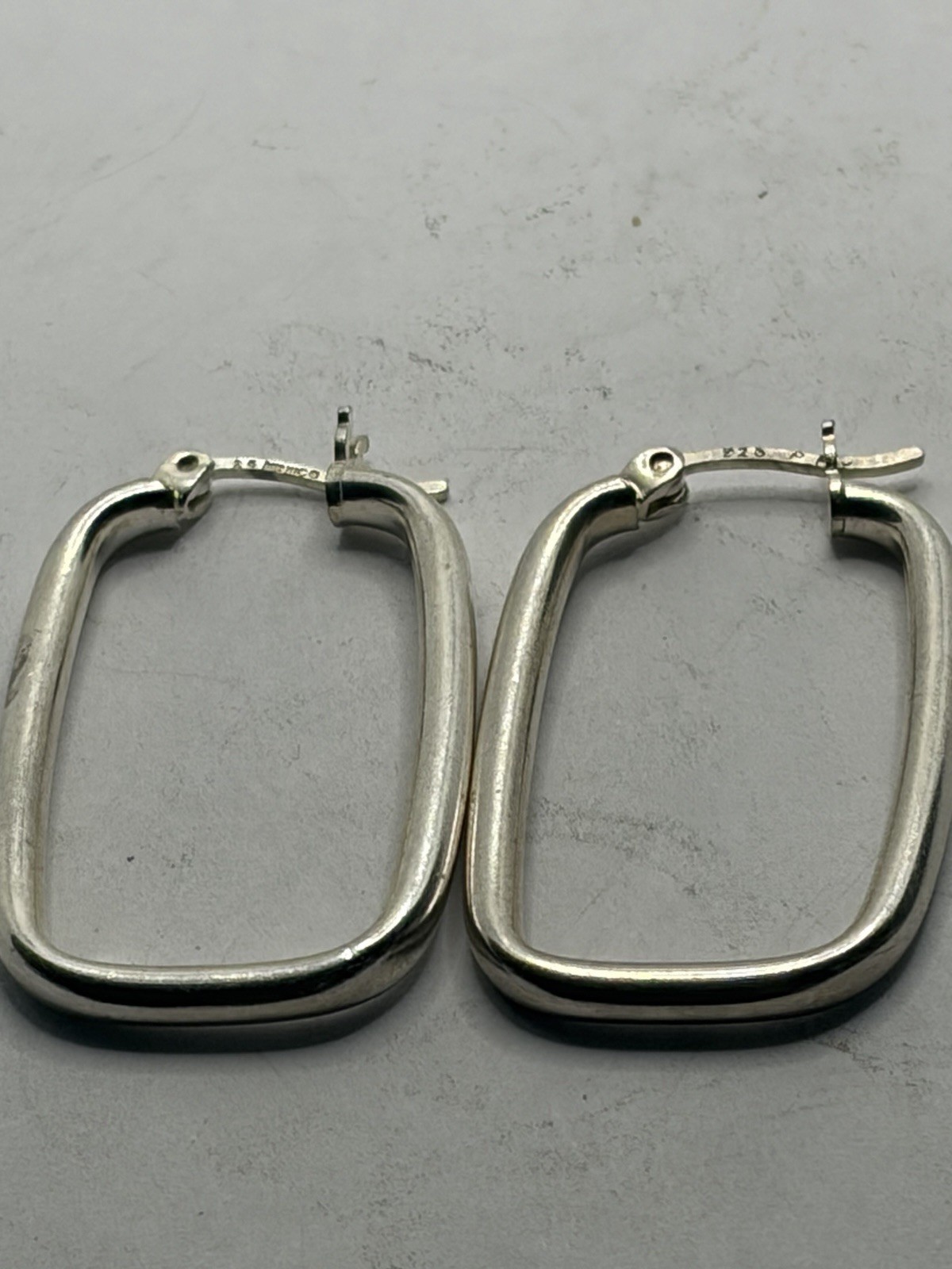 925 Sterling Silver U-Shape Hoop Earrings for | Rectangle Shaped Click-Top Ho…