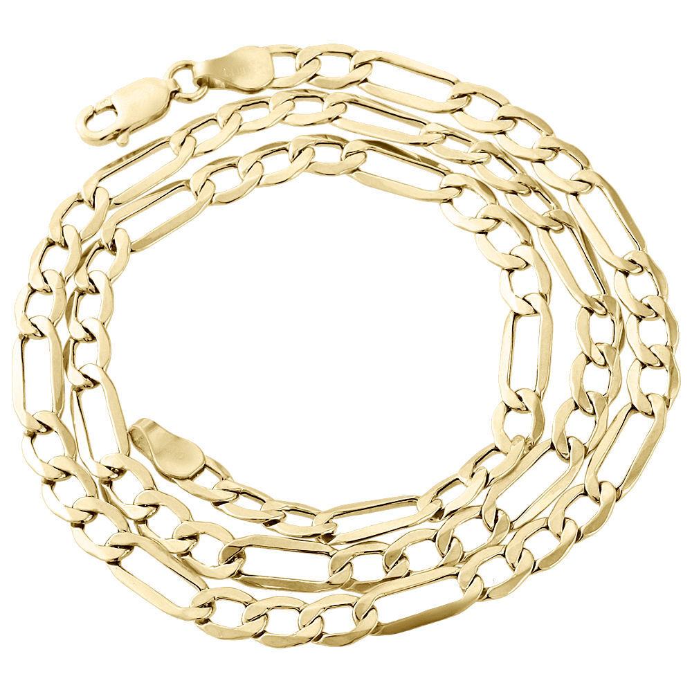 Mens Real 10K Yellow Gold Figaro Chain 4.7mm Necklace High Polished 16-30 Inches