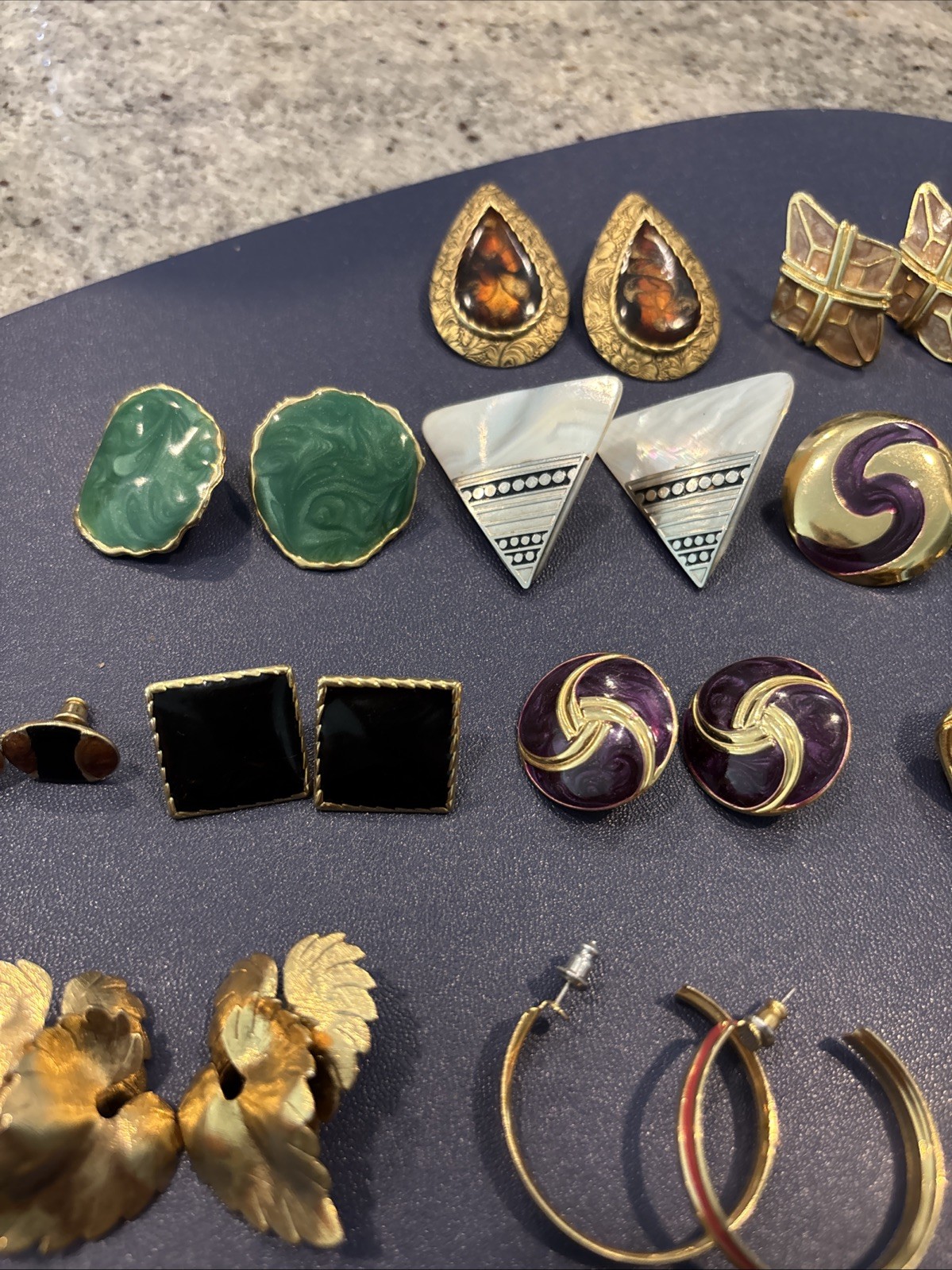 Lot of 18 Pairs of Vintage Pierced Earrings Variation Of Colors And Shapes.