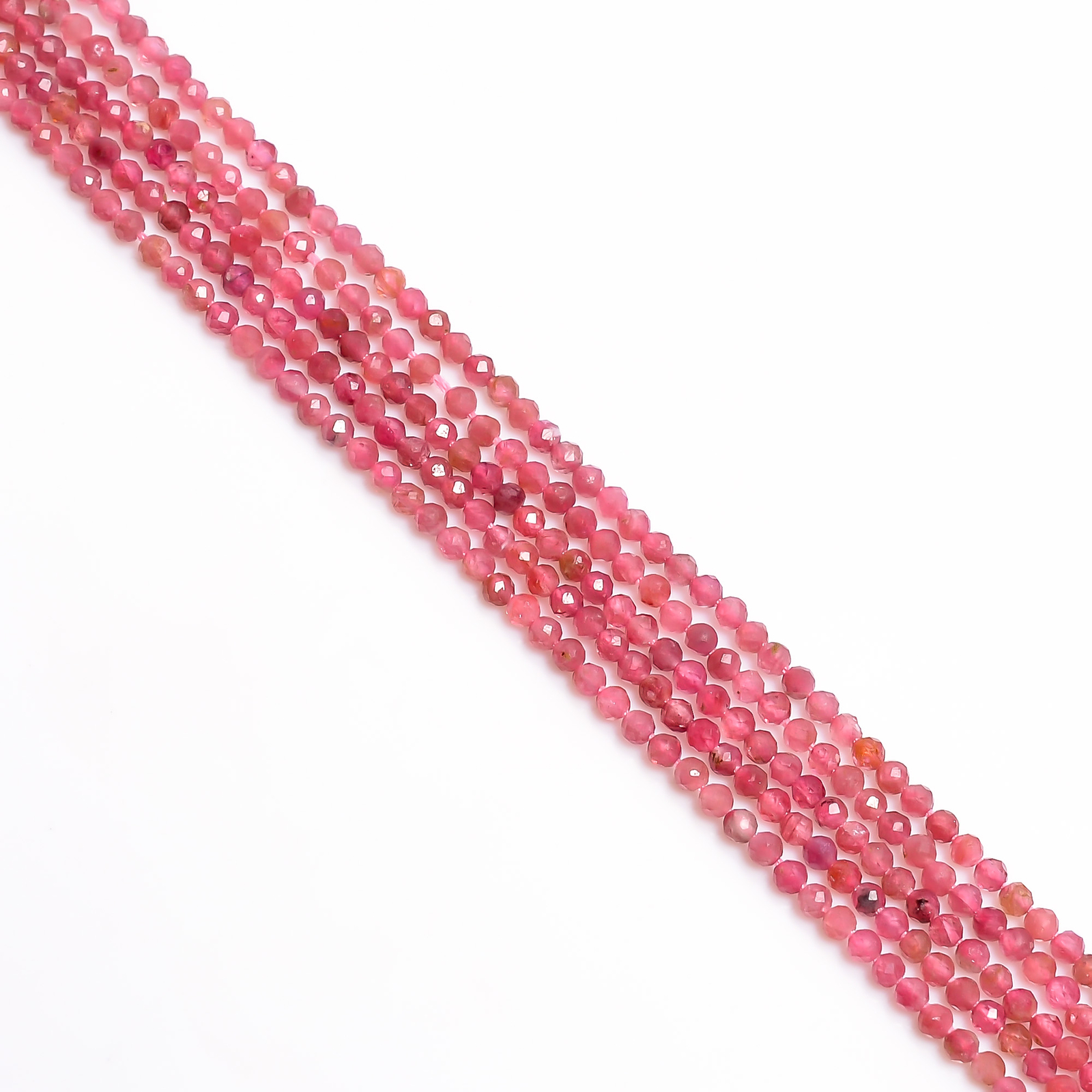 2 mm Natural Pink Tourmaline Faceted Round Rondelle Beads 33 cm Strand EB-56
