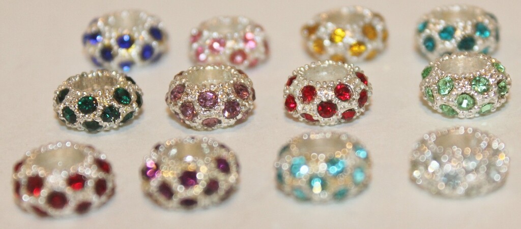 Rhinestone Birthstone Bead – Fits European Charm Bracelets-Choice Month Color