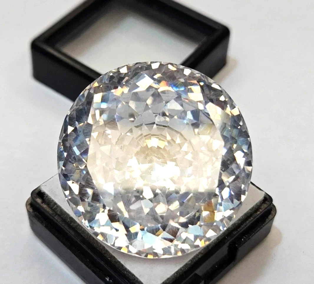 White Zircon Round Cut 70+Ct Cambodian Natural GIE Certified Loose Gemstone