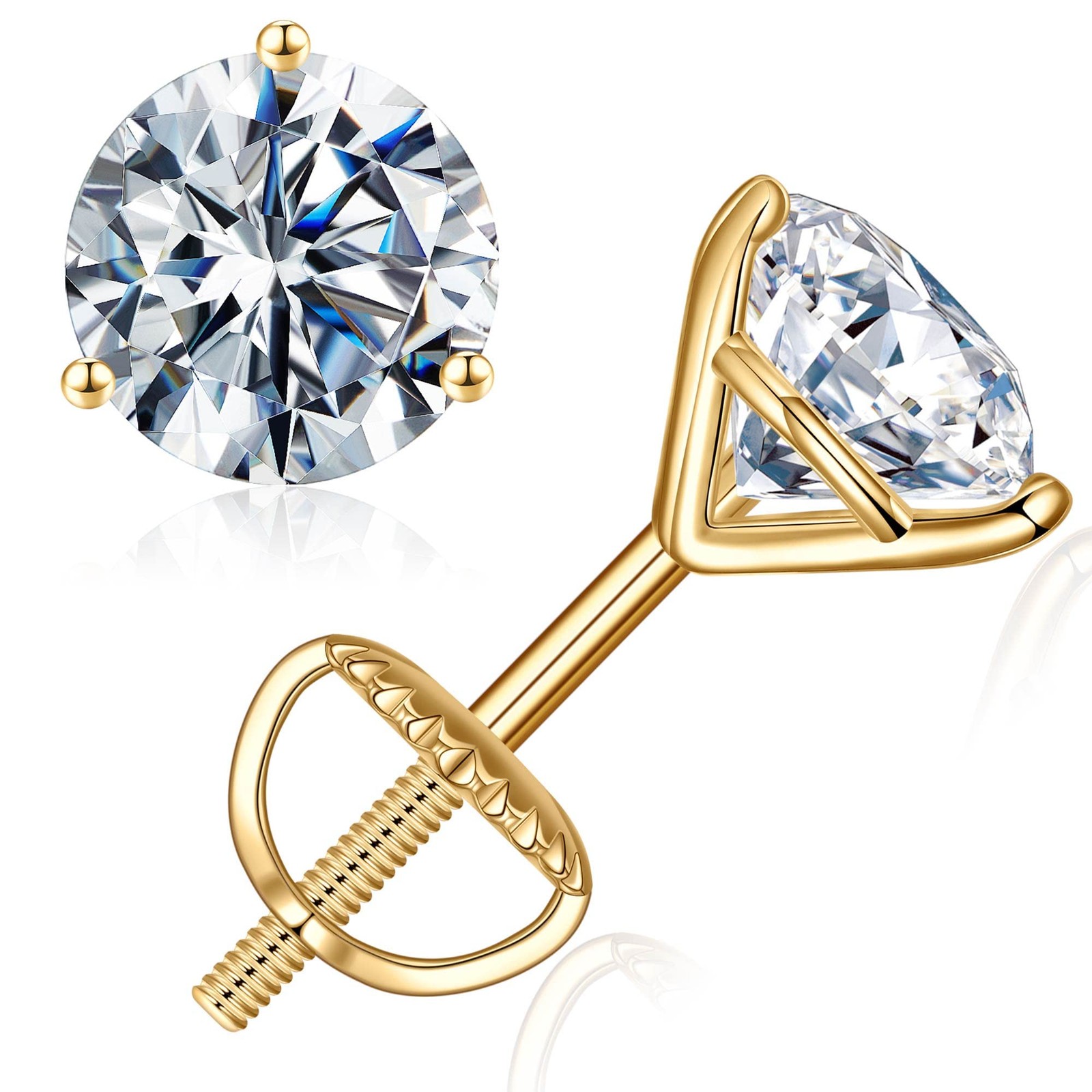 0.2ct Martini Moissanite Earrings, 925 Sterling Silver Round Lab Created Mois…