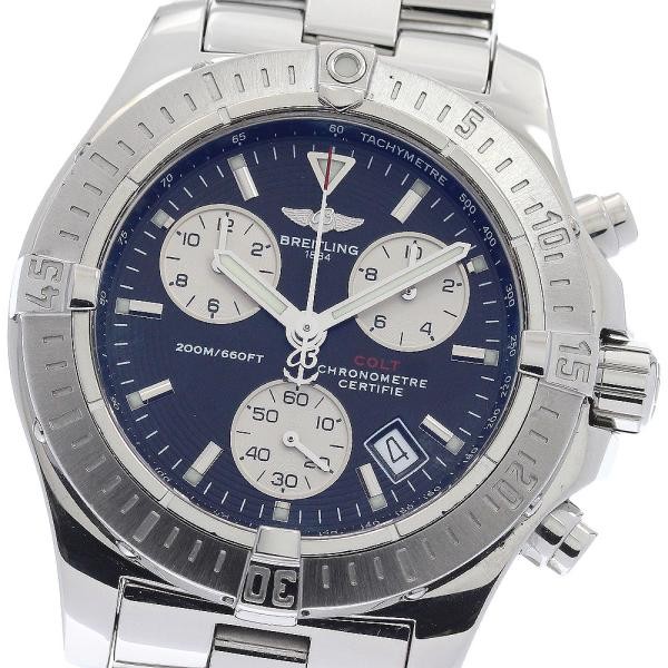 Breitling Colt A73380 41mm SS Black / Silver Dial Quartz Watch #C7348