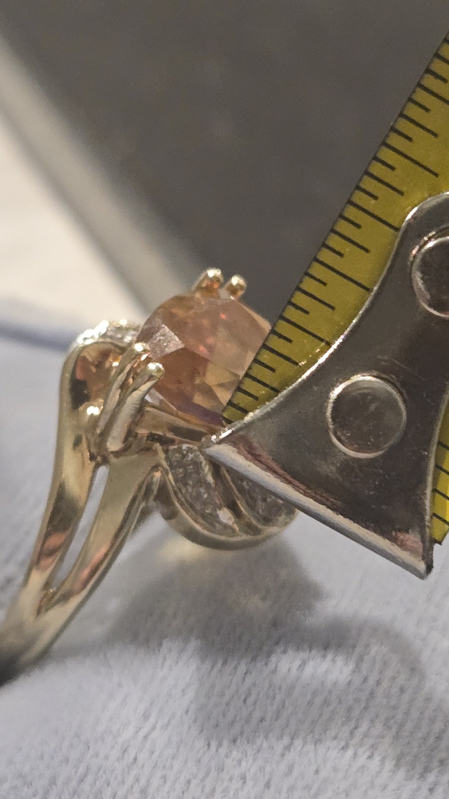 Min Of 2 CT 10k Mystic Fire Topaz Diamond Ring Orange Signed Designer Sz 7