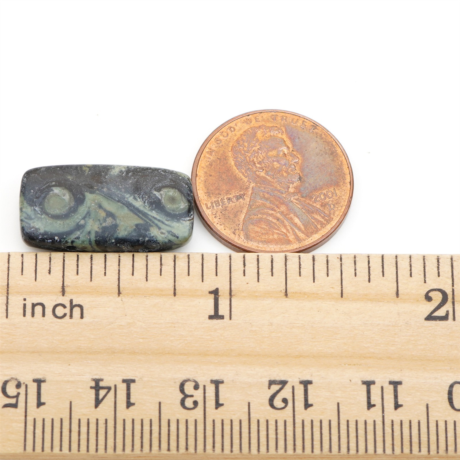 7 kambaba jasper flat rectangle 2 hole stone beads black green avg 20mm