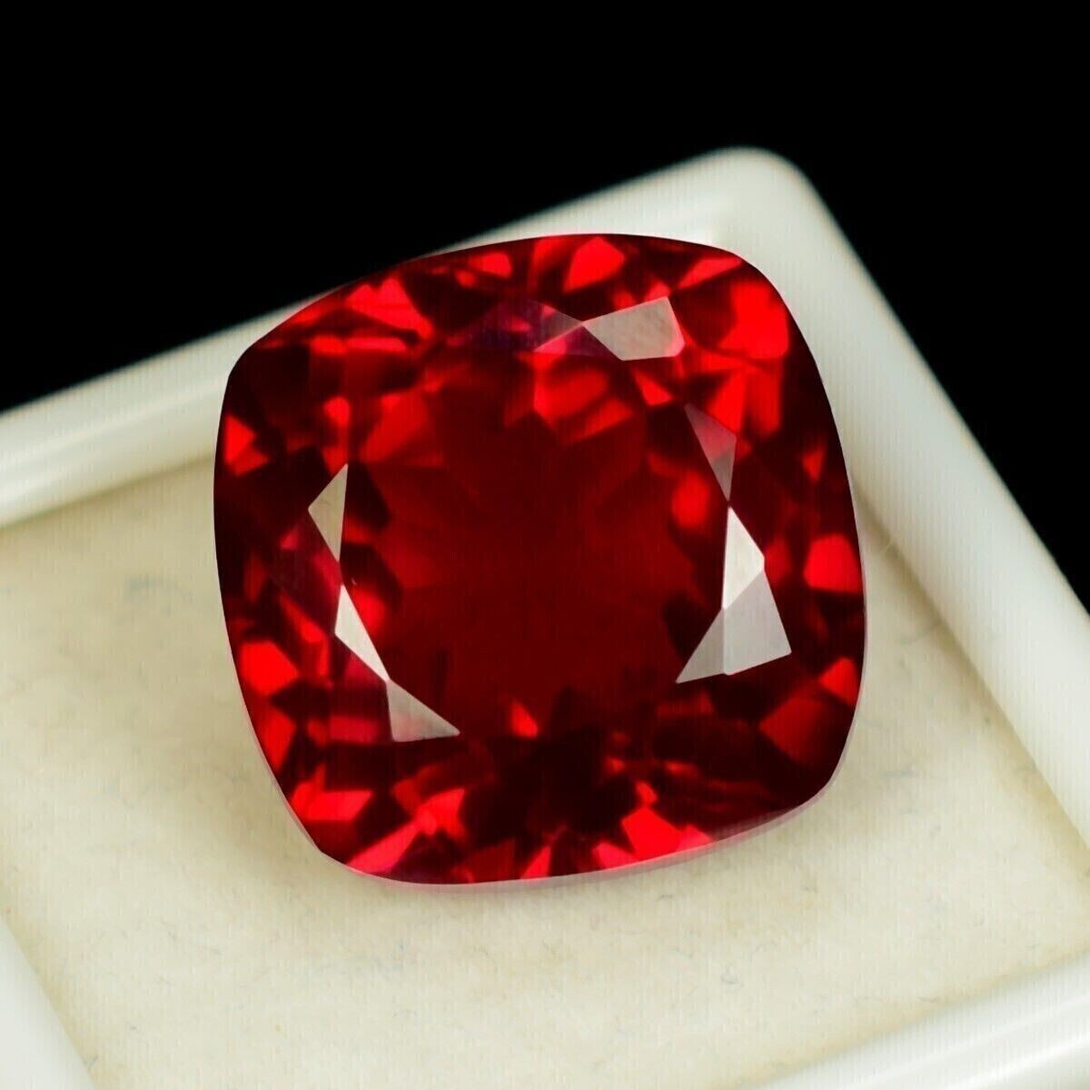 GIE Certified 14.10 Ct Natural Cushion Flawless Burmese Red Ruby Loose Gemstone