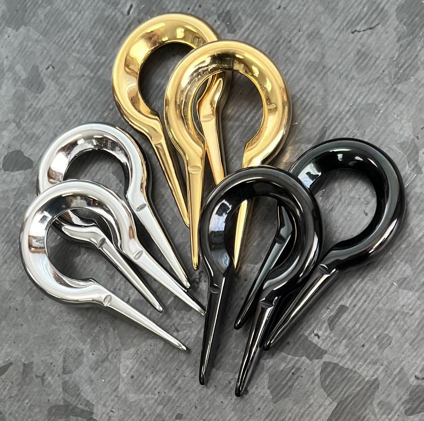 PAIR 316L Surgical Steel Keyhole Hanging Tapers Plugs Ear Weights Body Jewelry