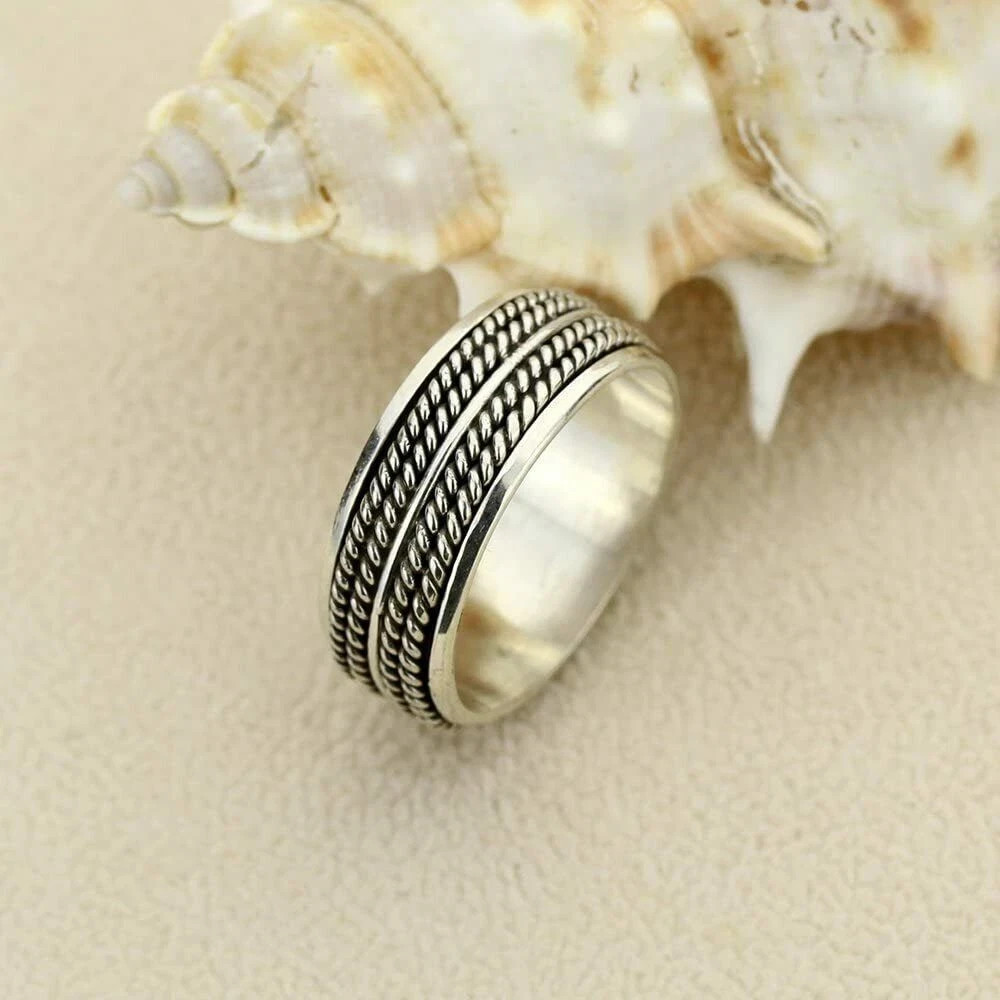 Spinner Designed Ring Solid 925 Sterling Silver Band Handmade Ring All Size W21
