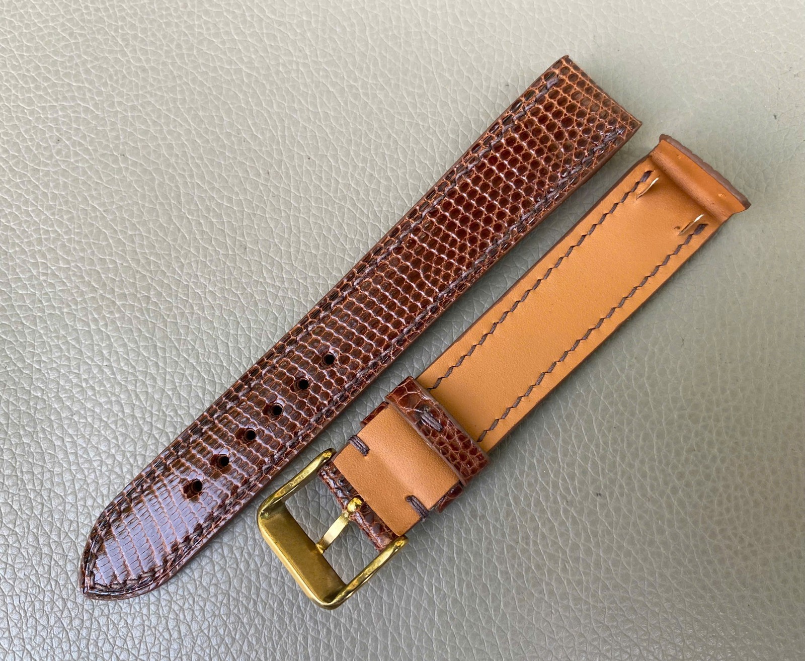 Open Ended Brown Genuine Lizard Leather Watch Strap size 12 13 14 15 16 17..26mm