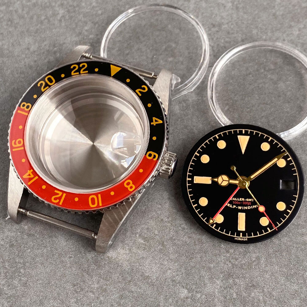 38mm Stainless Steel Brushed 200M Diver Watch Case Fit NH34 GMT NH35 Sapphire