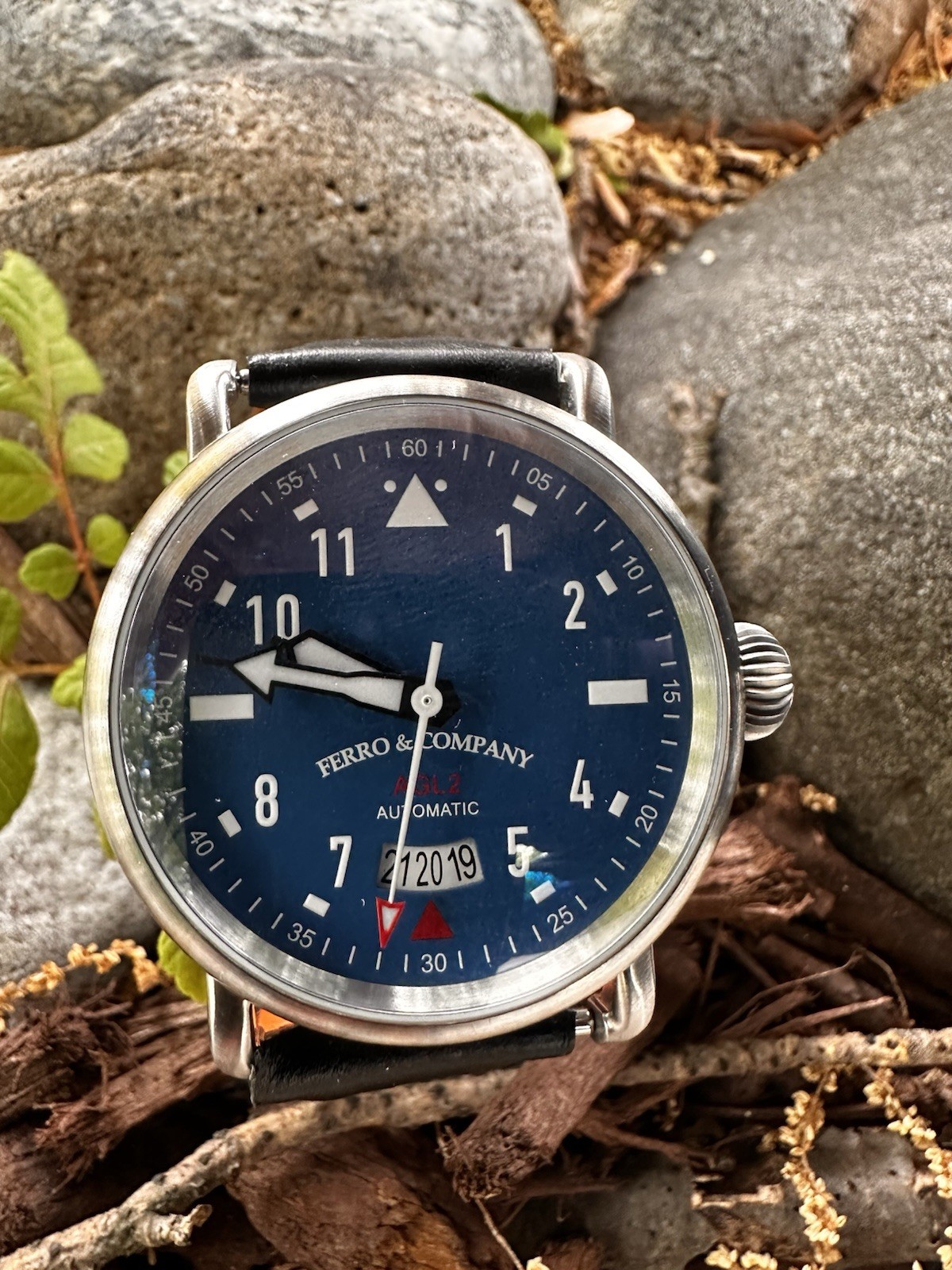 Ferro AGL-2 Blue Dial Automatic with Black Leather Strap And 2 Additional Suede