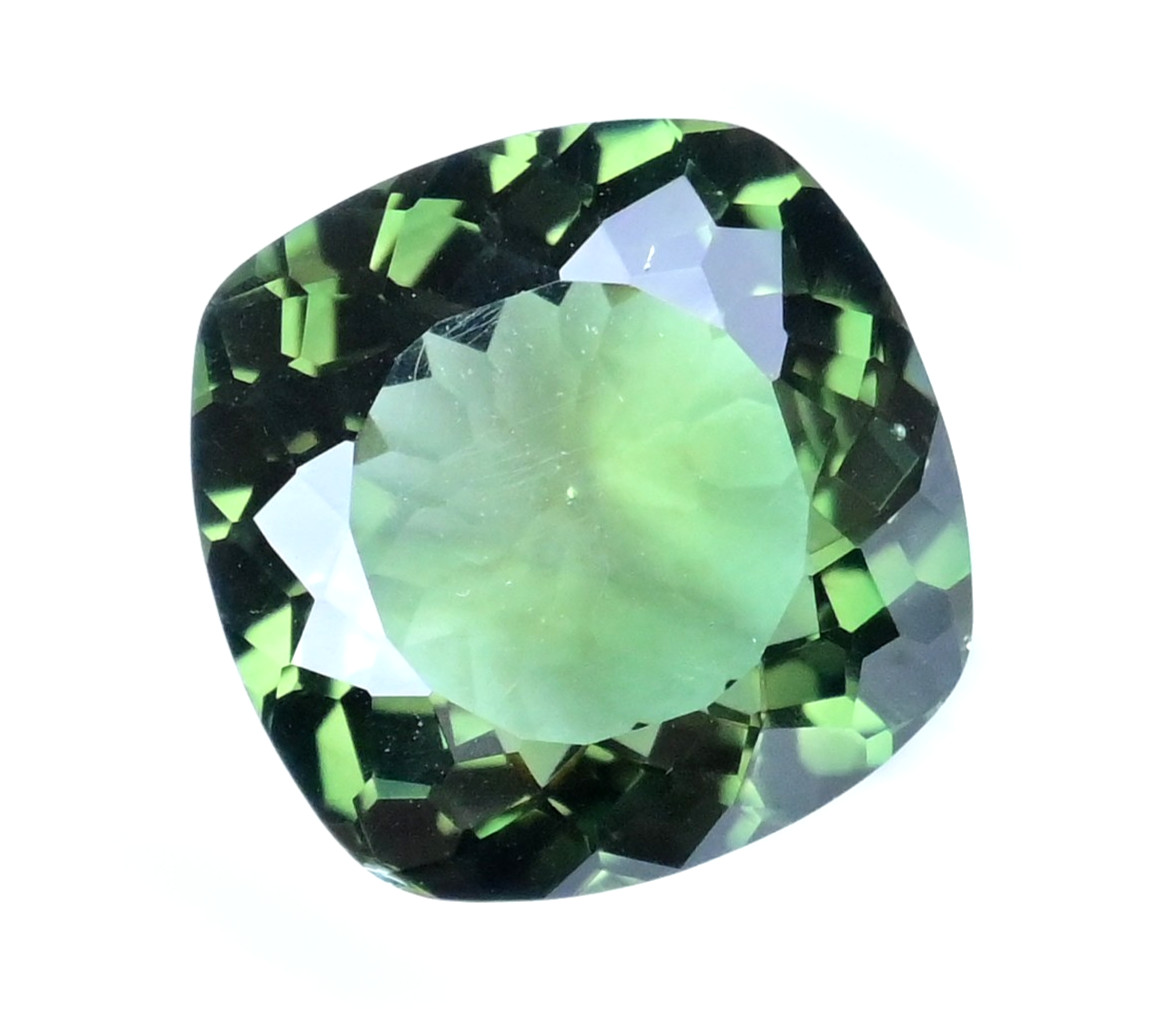20.00 Ct Flawless Natural Greenish Moldavite Cushion Cut Certified Gemstone