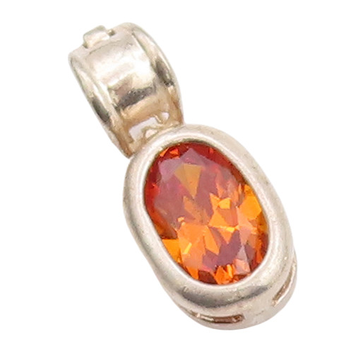 925 Sterling Silver Vintage Pendant Minimalist Oval Cut Citrine PT23438