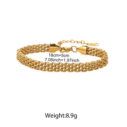 Stainless steel 18K European and American trendy chain woven bracelet