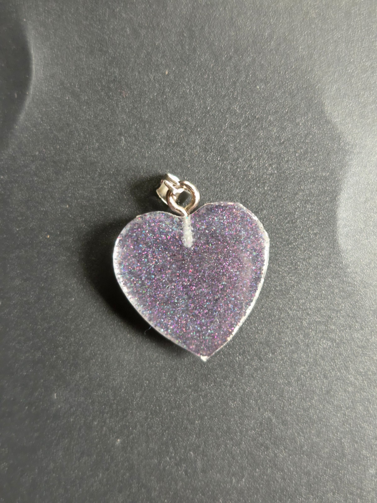 OOAK Handmade Butterfly Heart Resin Pendant Necklace Pink Glitter N109
