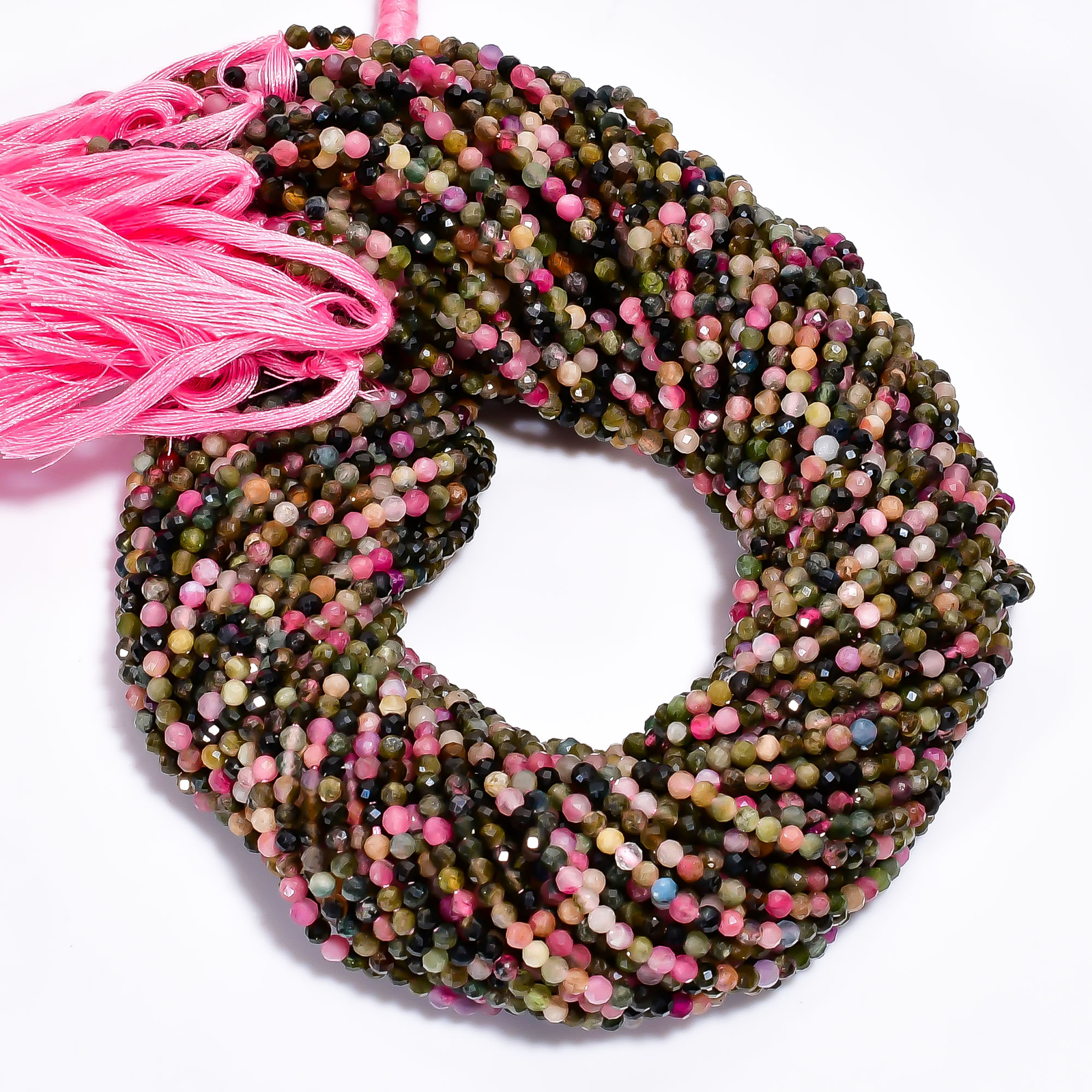 Natural Multi Tourmaline Gemstone Round Faceted Beads 3X3 mm Strand 13″ EB-677