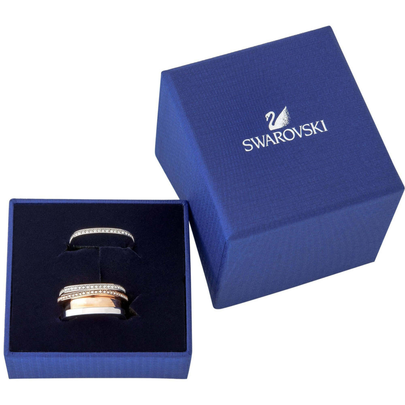 Swarovski Women’s Ring Vio Two Tone Rhodium and Rose Gold Plated, Size 8 5184229