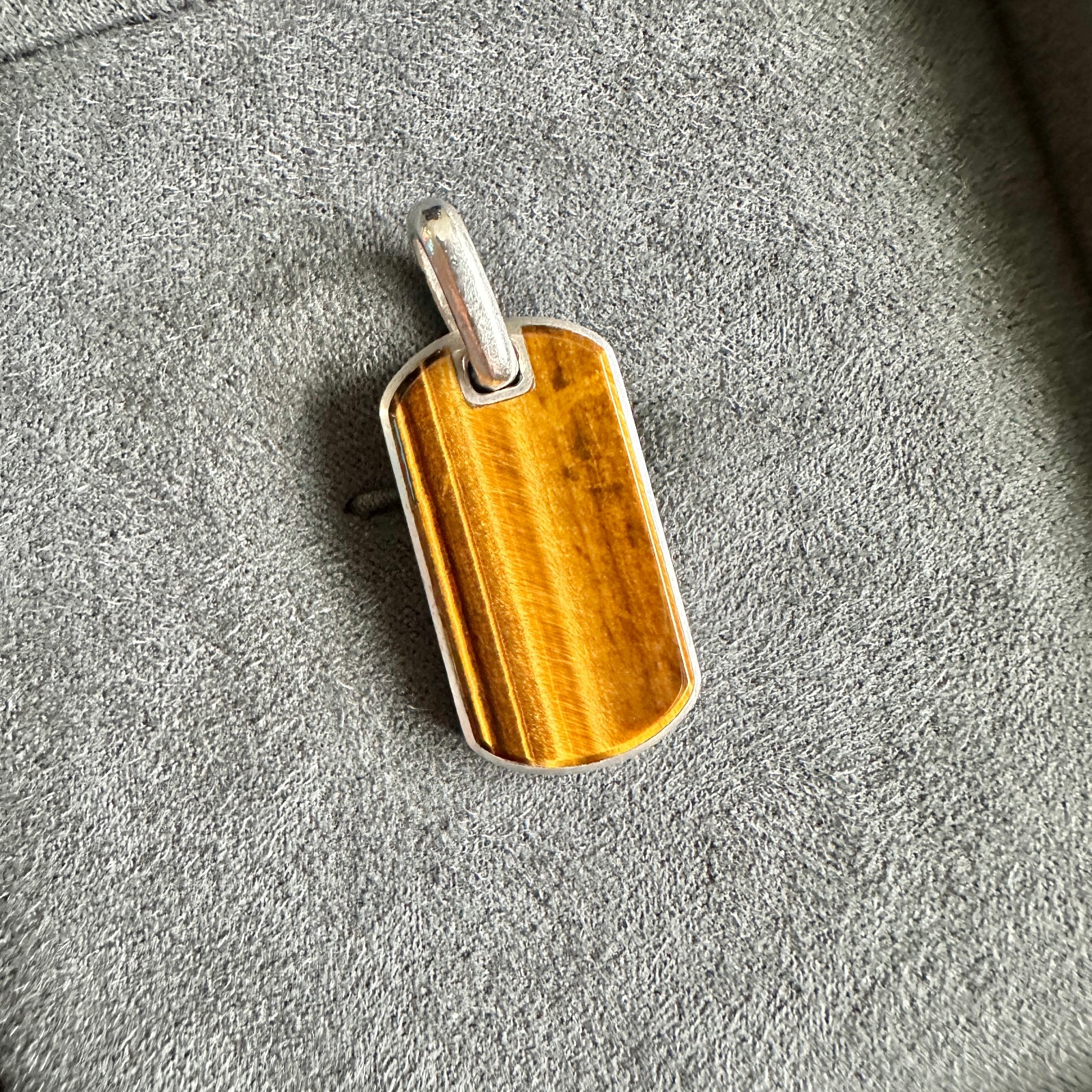 David Yurman Chevron Dog Tag Pendant w/ Tiger’s Eye – 27mm – FREE SHIPPING
