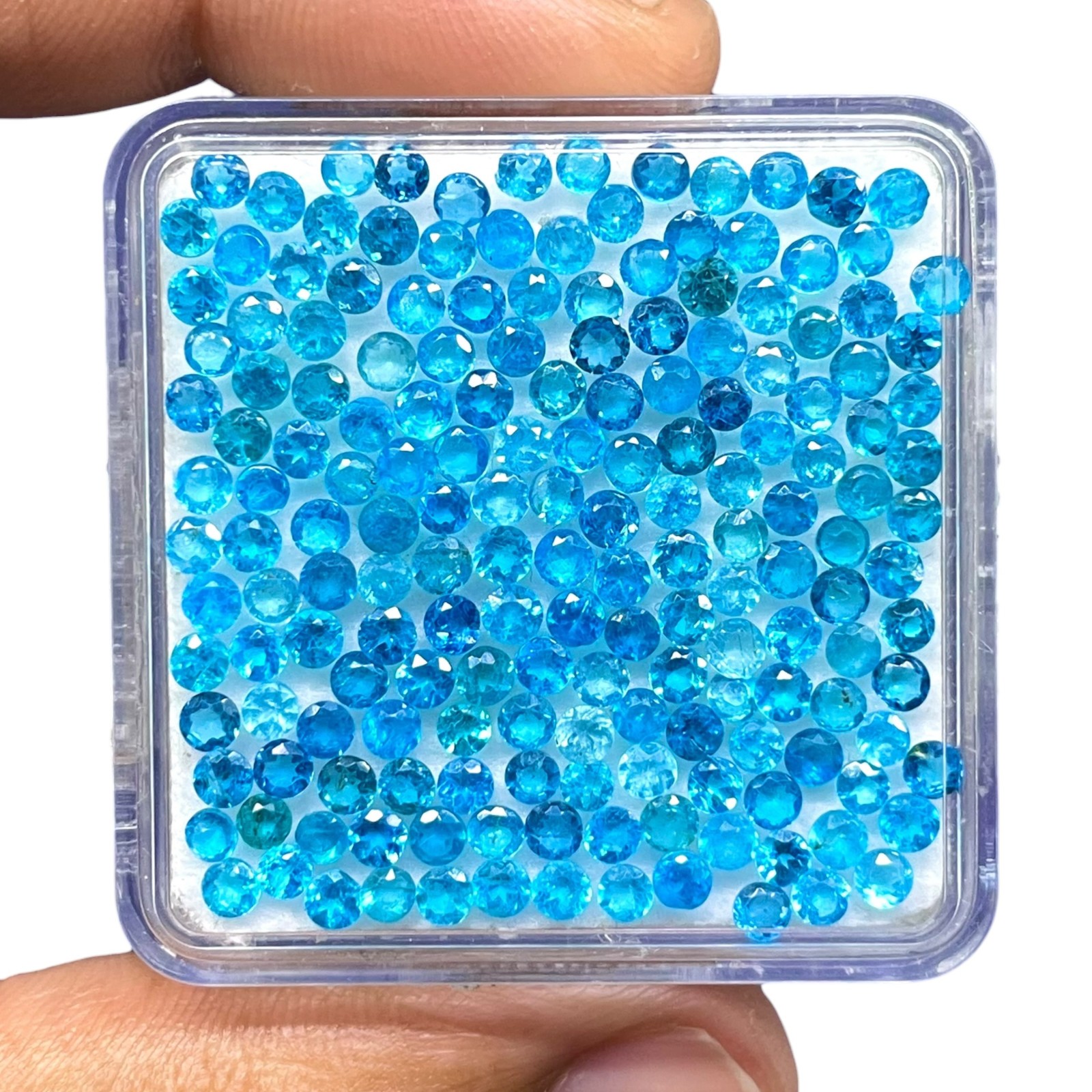 100 Pcs Natural Neon Apatite 2.5mm Round Cut Loose Untreated Gemstones Lot