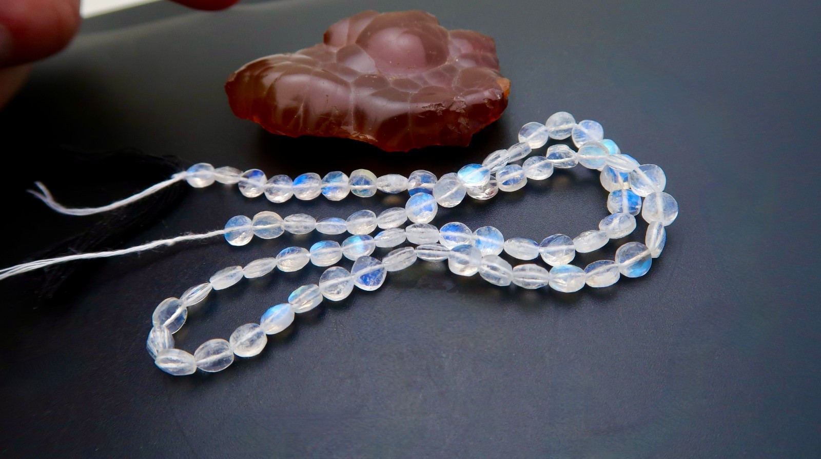 FULL STRAND STUNNING AAAA BLUE TEAL FALSH MOONSTONE 4.3-4.6mm FACETED COIN BEADS