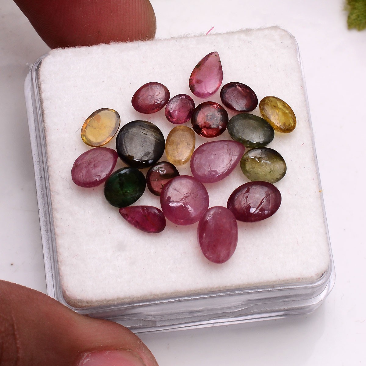 Rainbow Candies~19 Pcs Natural Multi Tourmaline 4mm-7mm Cabochon Loose Gemstones