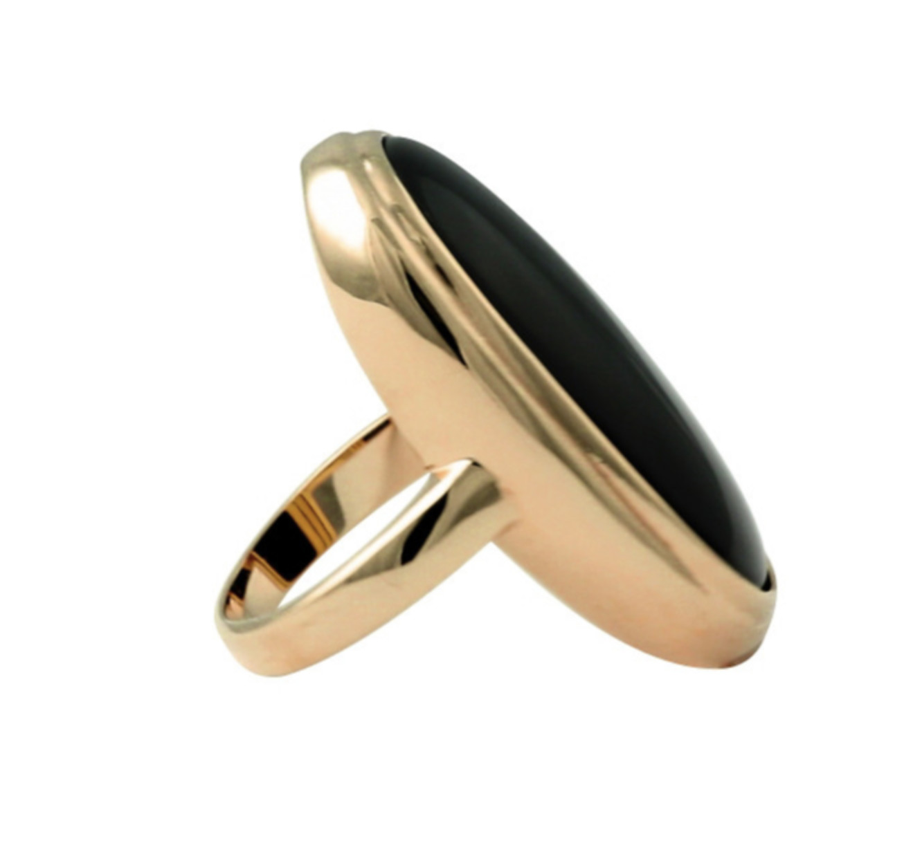OVAL CUT BLACK ONYX CABOCHON GP RING 14K GOLD 5 6 7 8 9 10 11 12