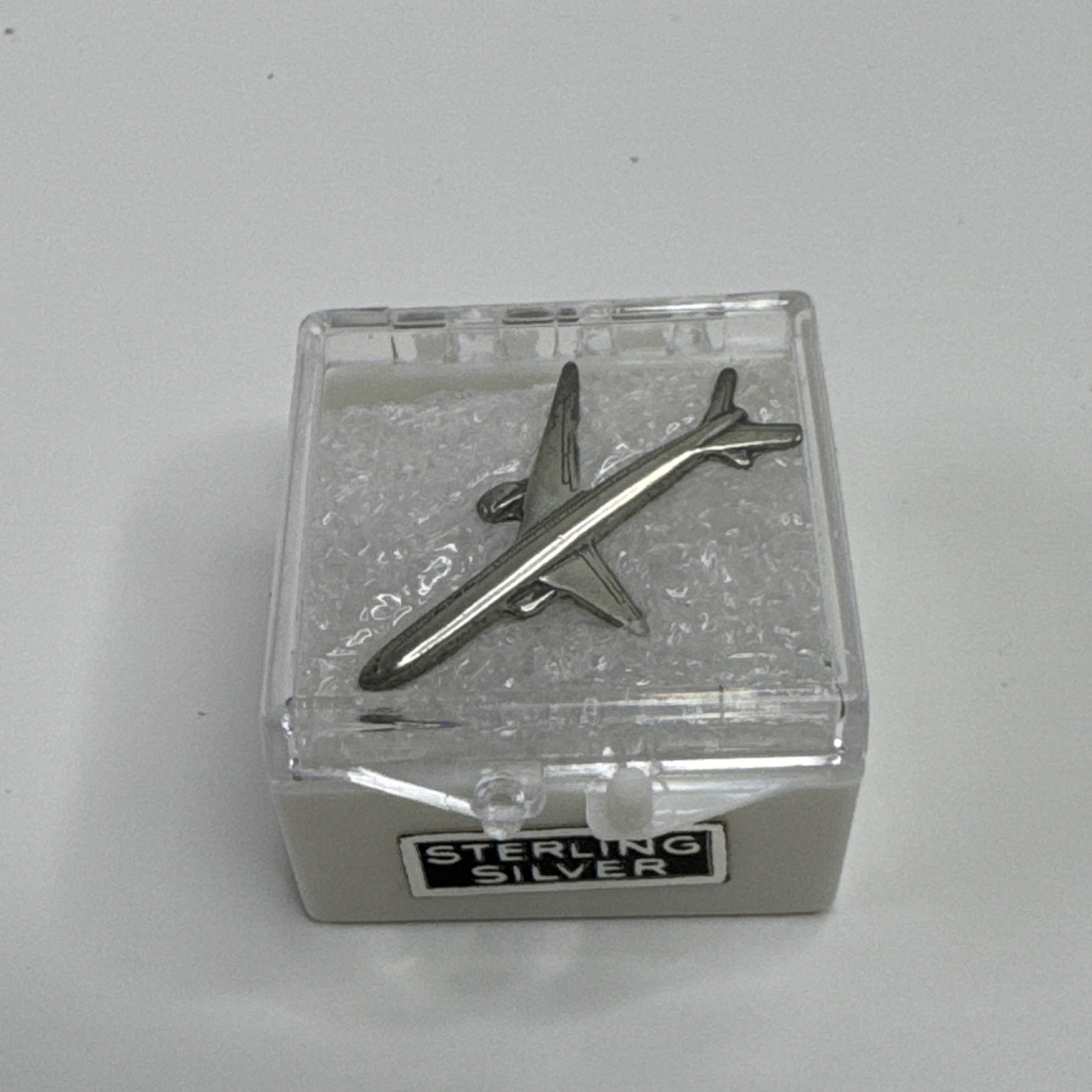 Vtg Sterling Silver “Queen of the Skies” Boeing 747 Airplane Tie Pin Aviation