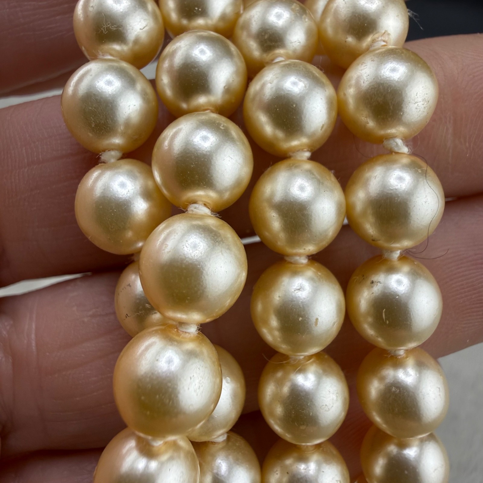 Vintage Imitation Pearl Glass Necklace Opera Flapper 34”