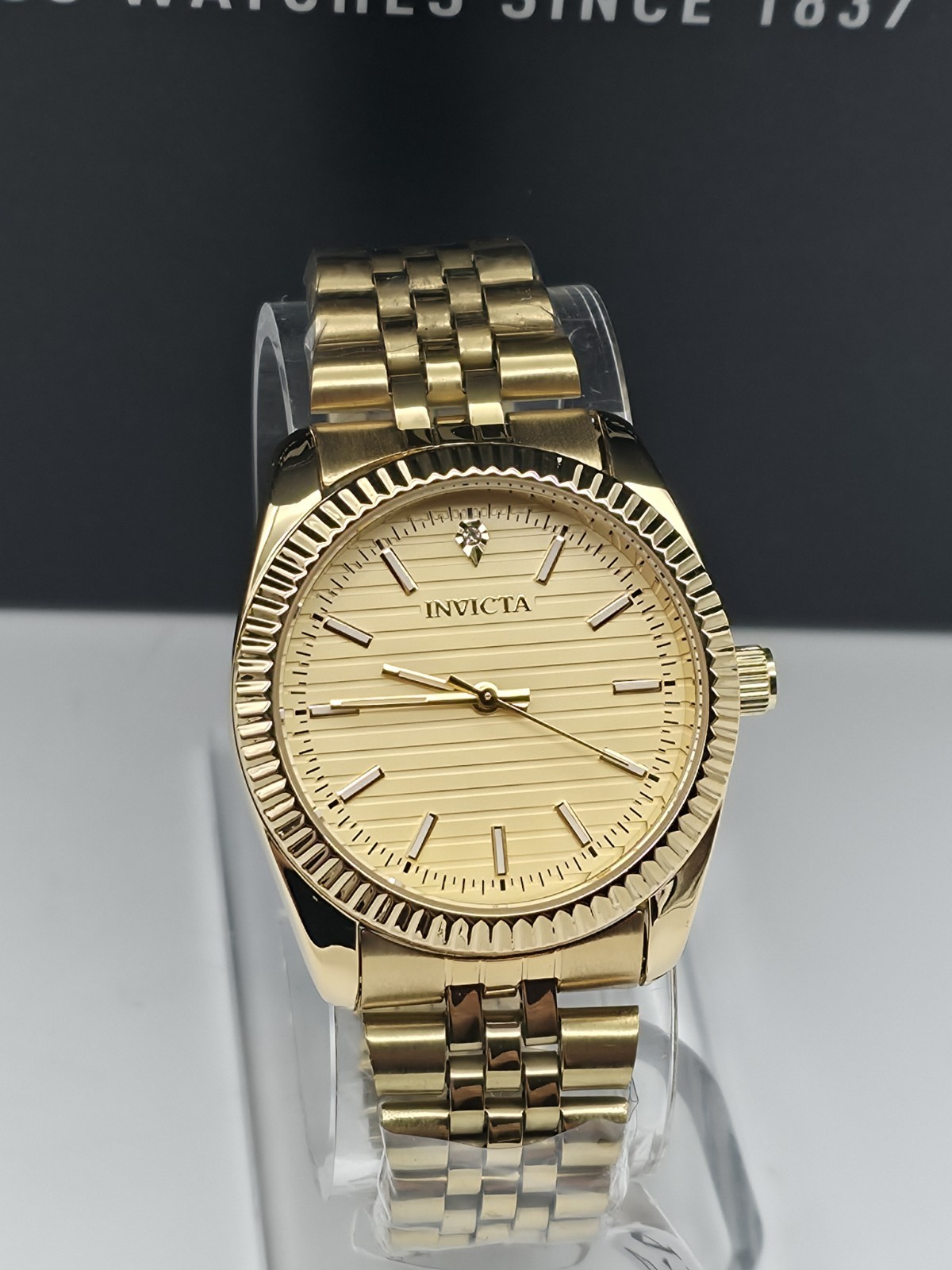 Invicta Celestial Men’s 36mm Gold SS Watch Quartz Flame Fusion NEW