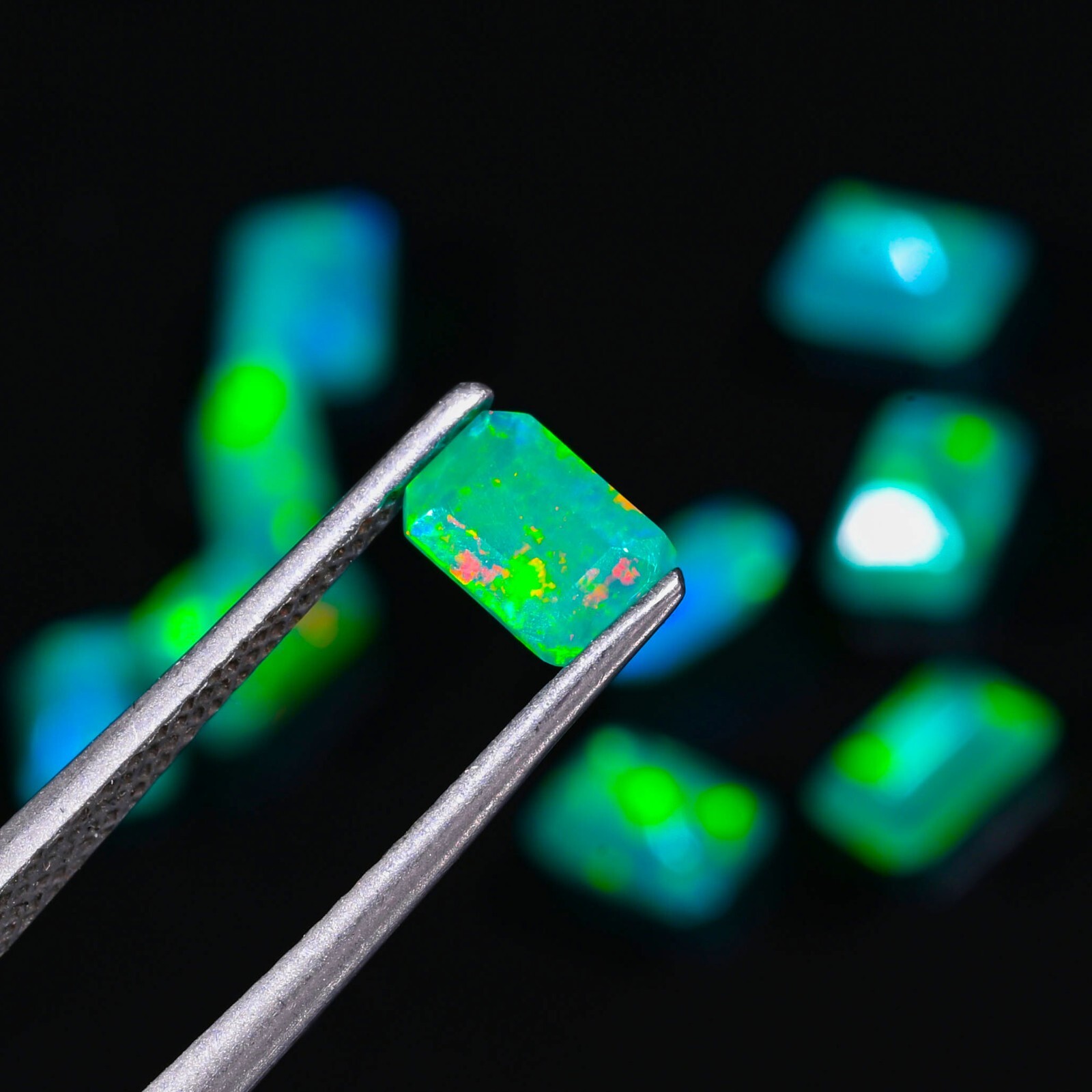 Natural Green Ethiopian Opal 3.55 Ct Faceted Octagon Lot Loose Gemstone 6X4X3 MM