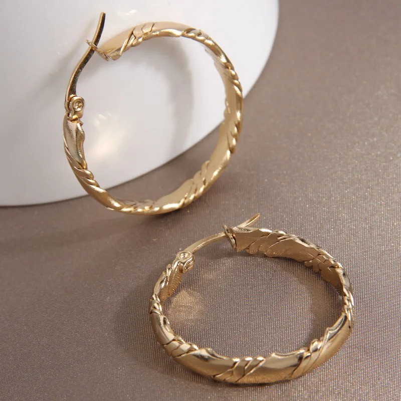 14K Gold Filled Chunky Large Polished Hoop Earrings for Women Statement Jewelry