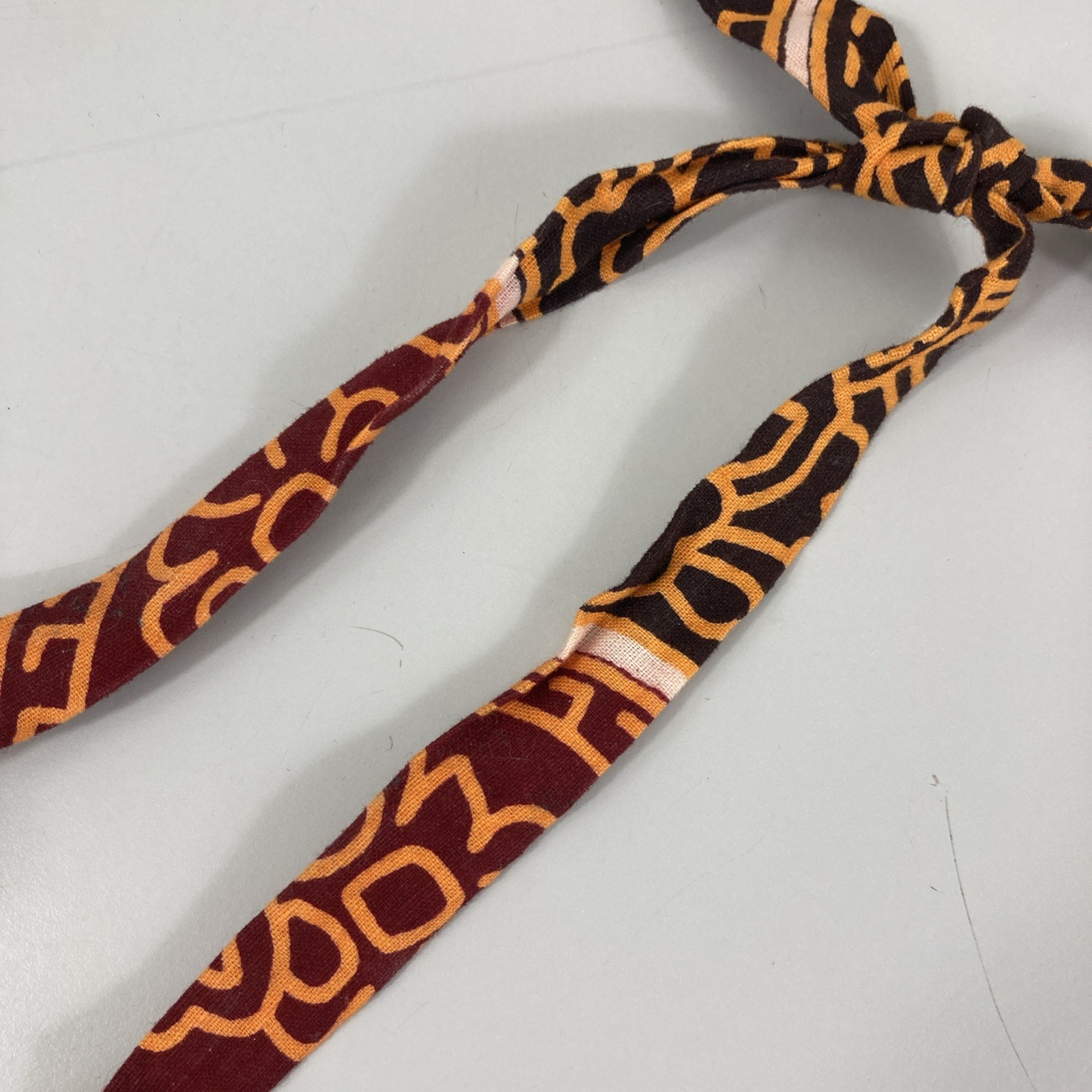 Artisan Rolled Paper Bead Necklace Fabric Chain Purple Orange Chunky Handmade