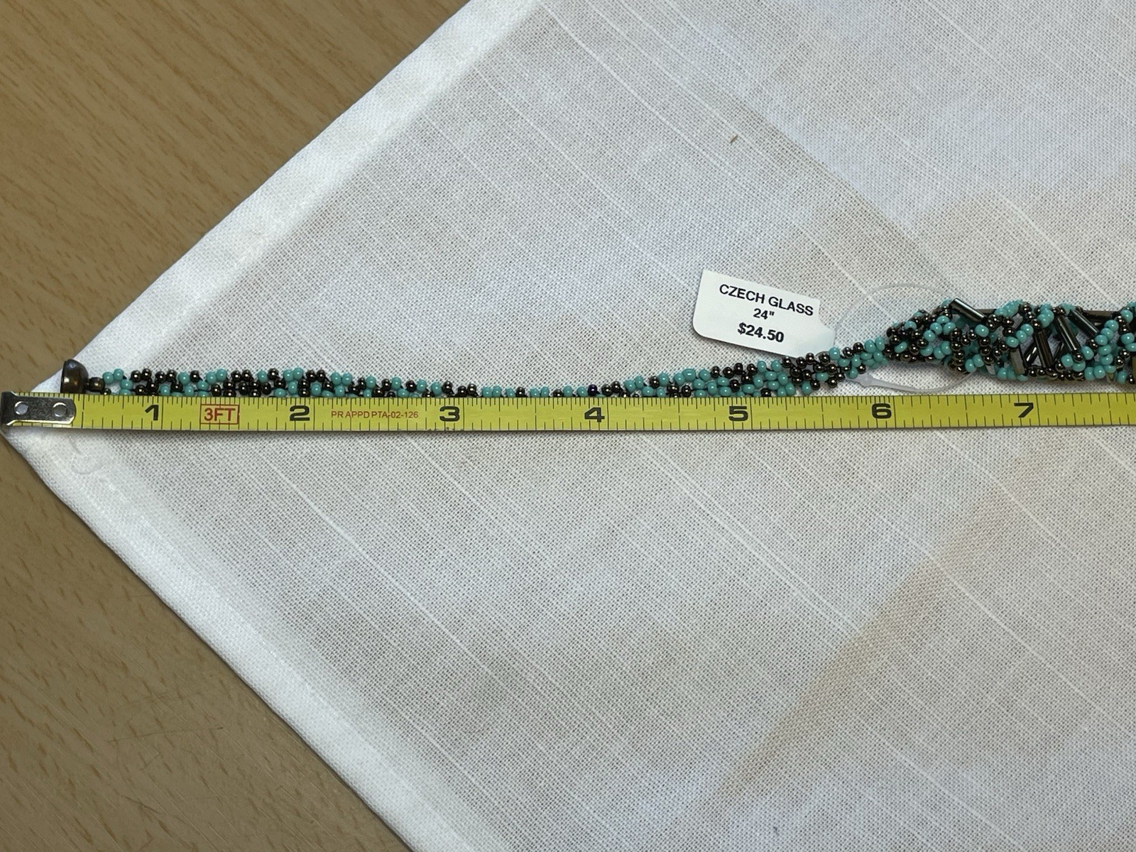 DNA Double Helix Necklace Handmade in Guatemala Czech Glass Beaded Turquoise 24”