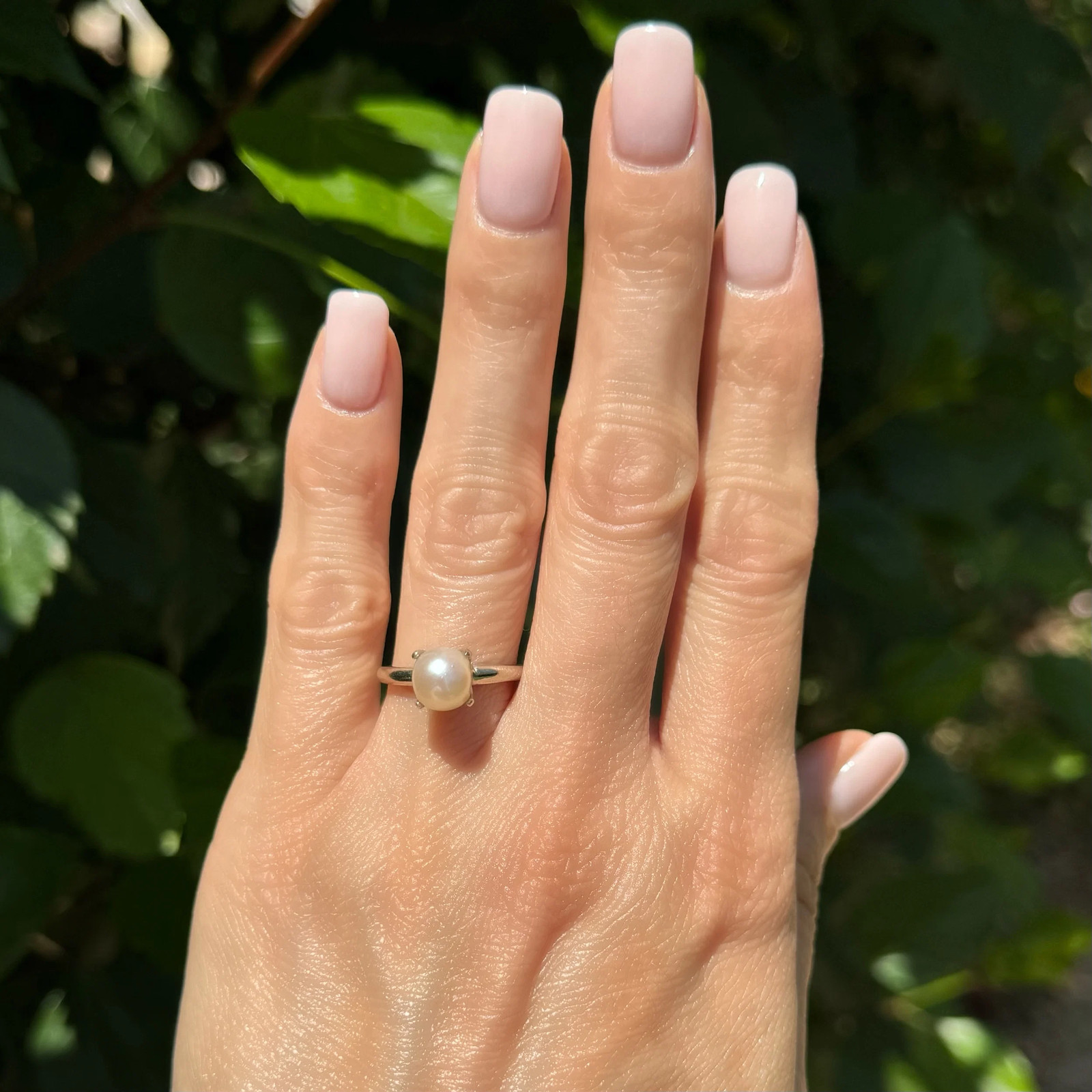 14K White Gold 7.90mm Freshwater Pearl Solitaire Ring 3.4g, Size 7