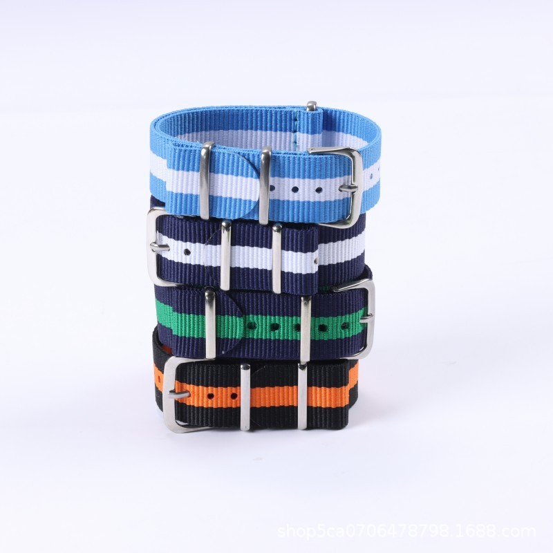 One-piece Canvas Nylon Watch Strap Single-pass Woven Wristband 14 16 18 20 22mm