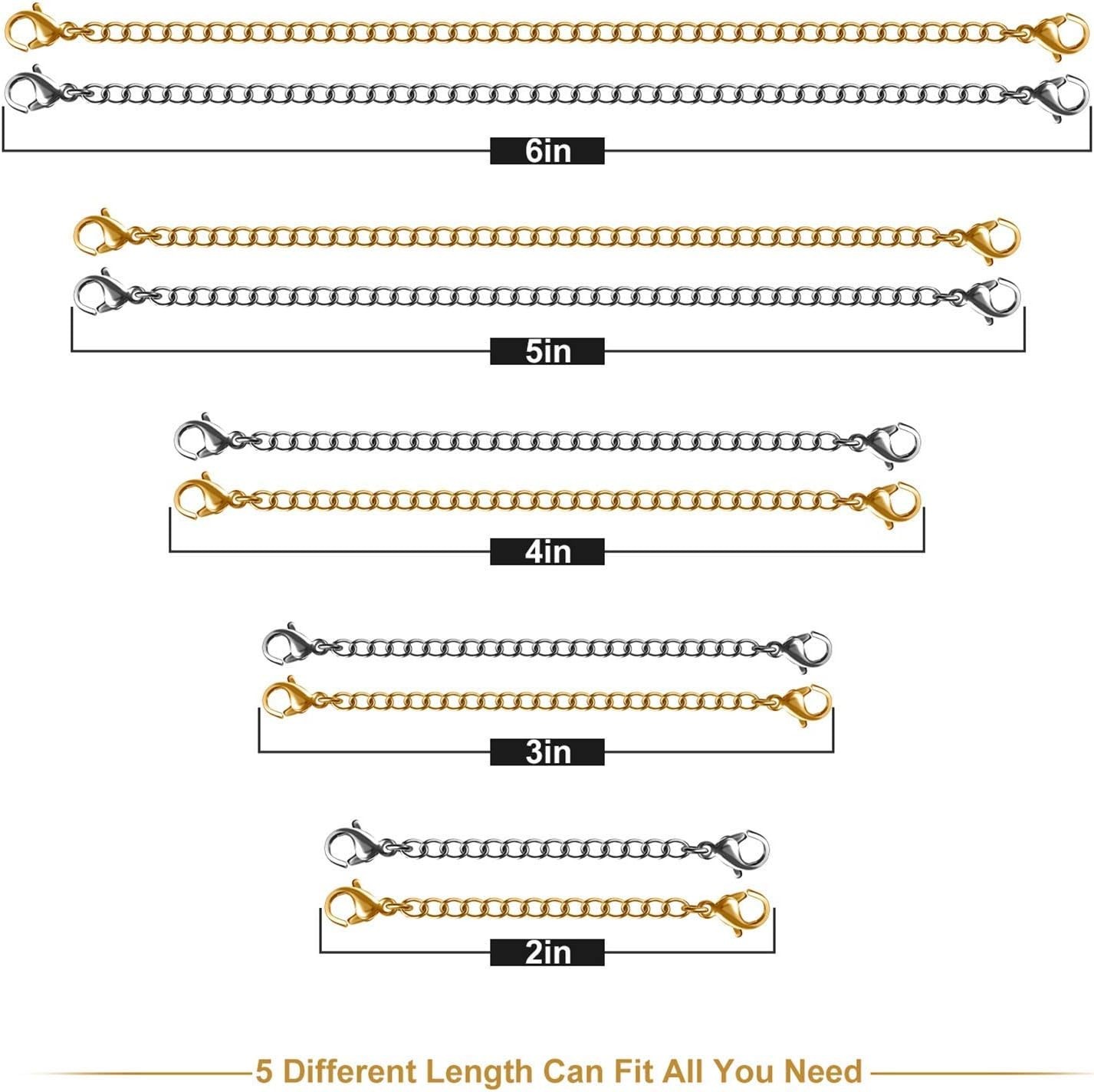 High-Quality 10-Pc Necklace Extenders – Tarnish Resistant Stainless Steel Chains