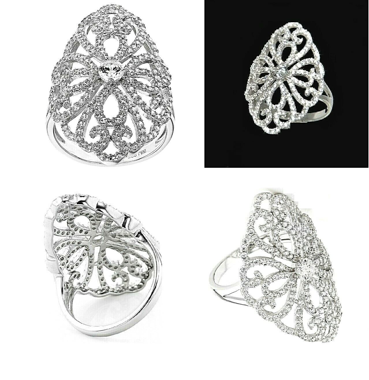 Rhodium Over Sterling Silver 2.30ctw White Cubic Zirconia Ladies Ring Size 7