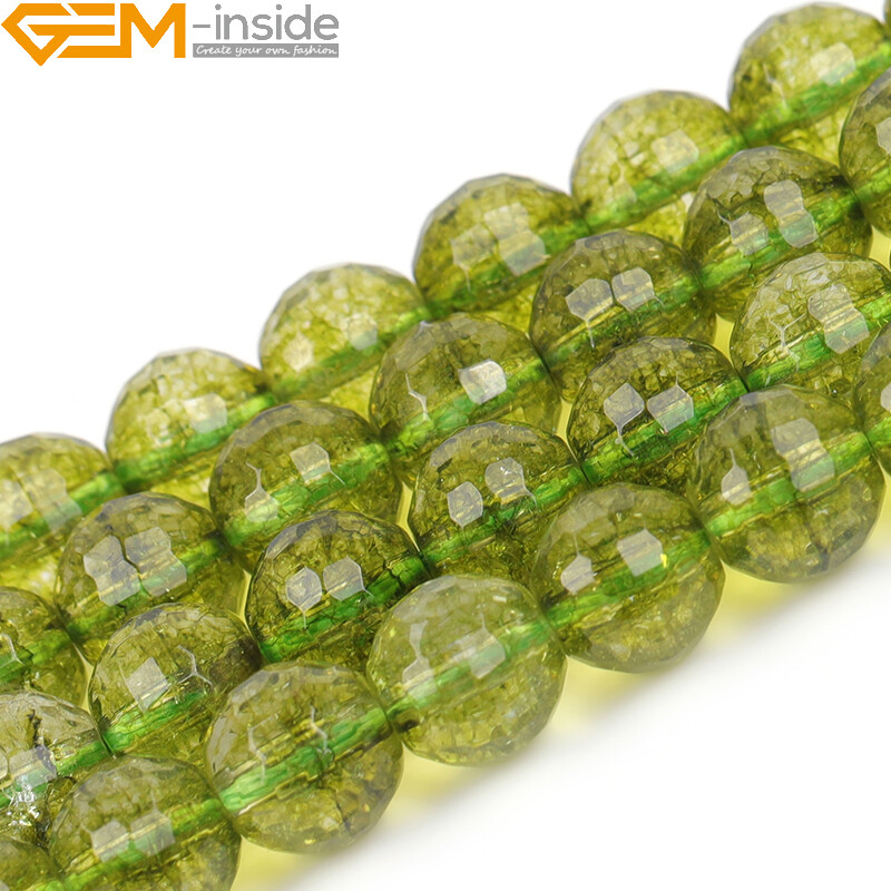Faceted Gemstone Green Peridot Loose Beads For Jewelry Making Strand 15″In Lots