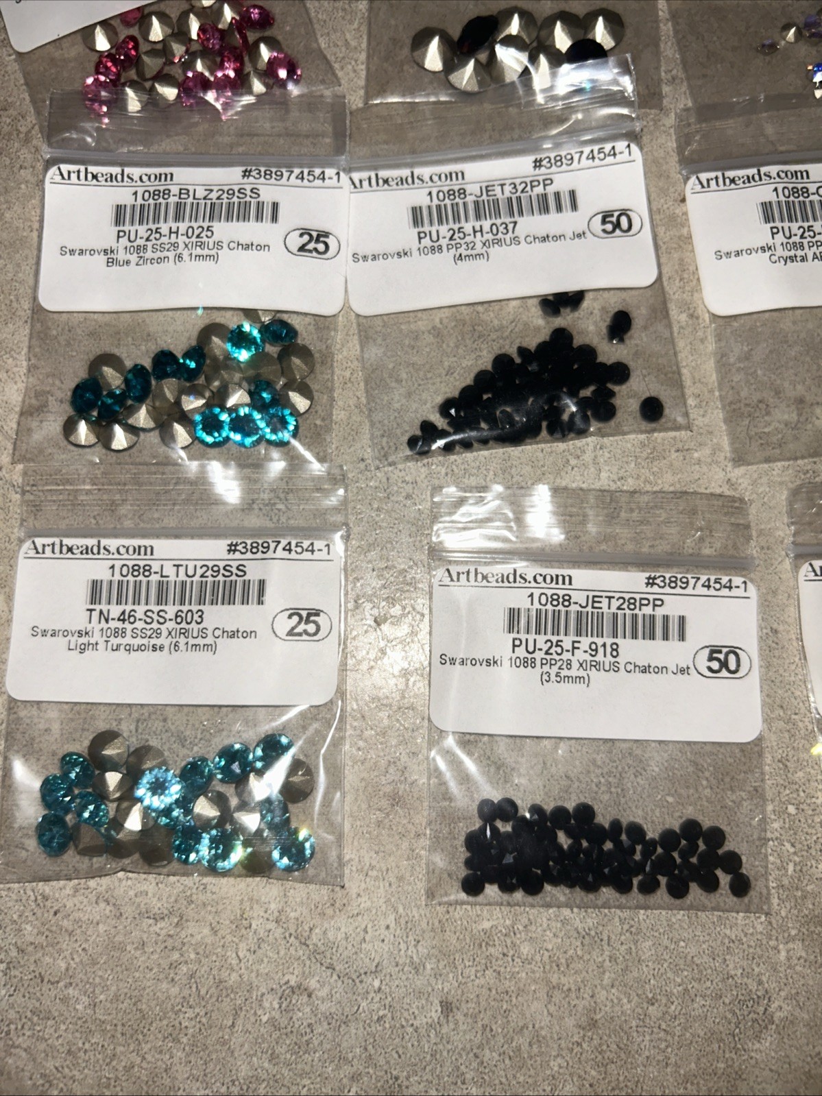 VTG Swarovski 1088 Rhinestone Lot, Pointed Back Crystal Chaton Mix Size/Colors