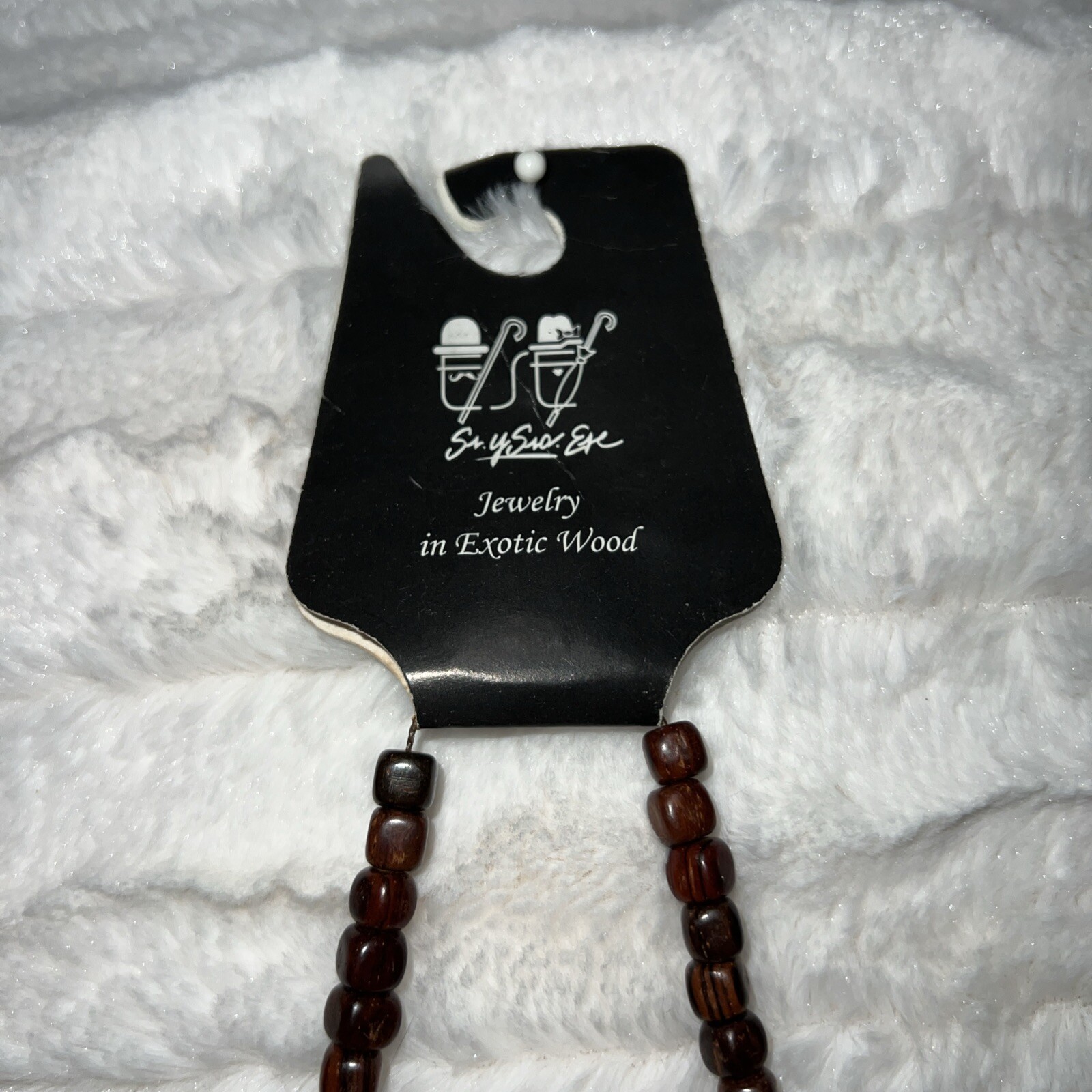Exotic Wood Necklace Made in Costa Rica 19″ Sr y Sra Ese New Nos Vtg