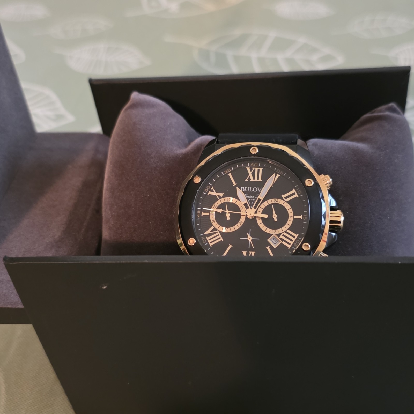 Bulova MarineStar Black Chronograph Dial Watch for Men – 98B278